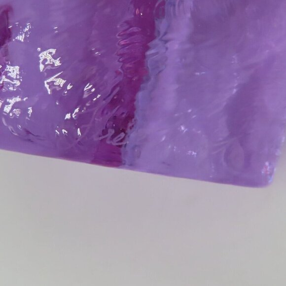 Fire & Light Purple Clear Glass Heart Shape Paperweight Signed Home Office Decor - Picture 7 of 13